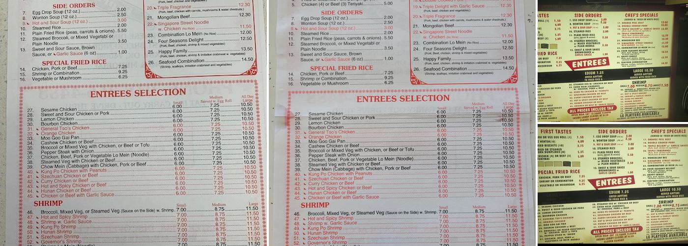 Pepper Express Menu