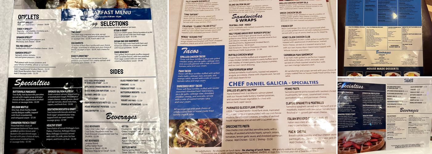 Ocean One Bar & Grille Menu