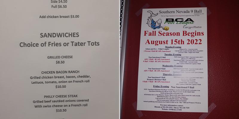 Time out sports bar Menu