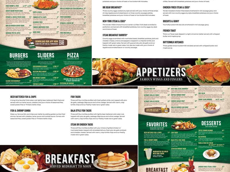 Timbers Bar & Grill Menu