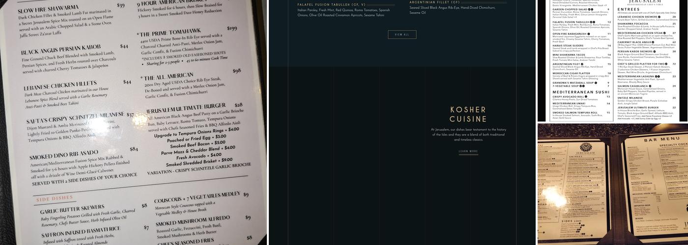 Jerusalem Chef's Table Menu