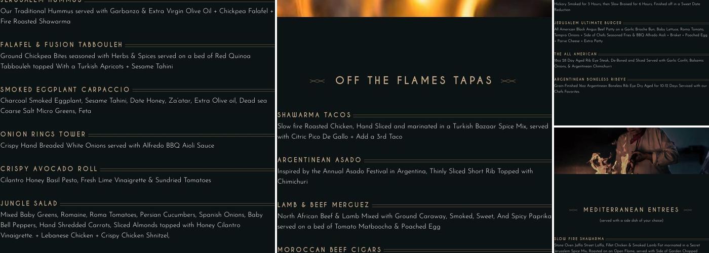 Jerusalem Chef's Table Menu