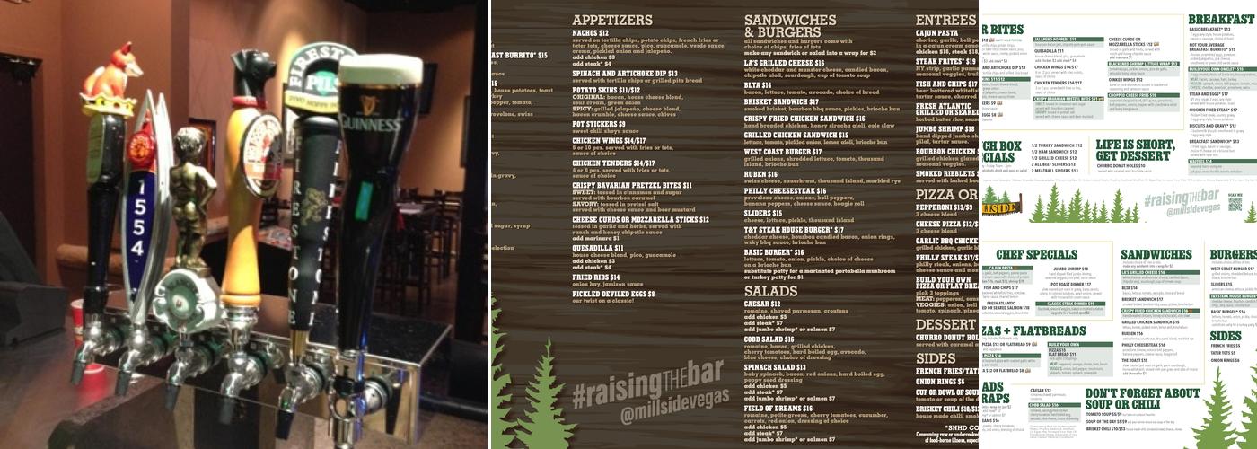 Millside Tavern Menu