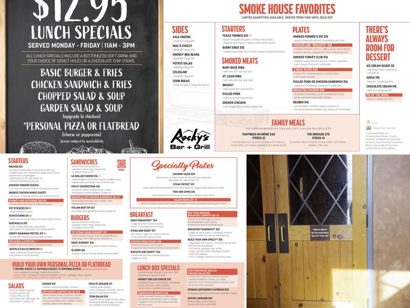 Rockys Bar + Grill Menu