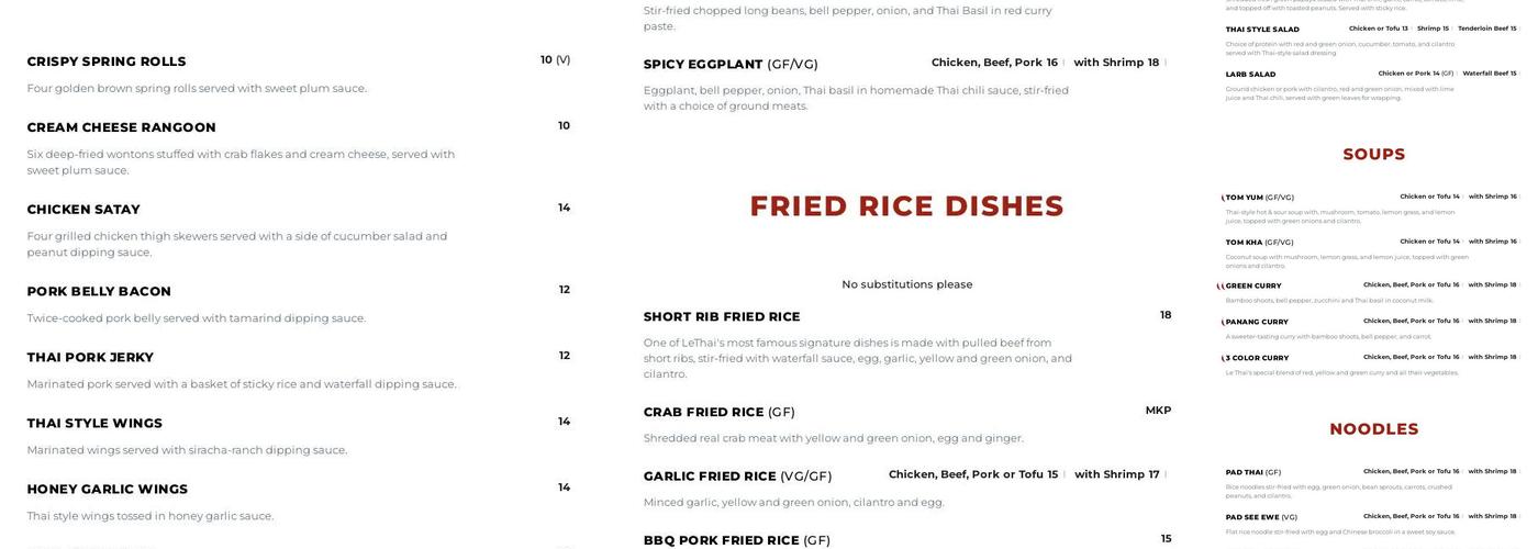 Le Thai Menu