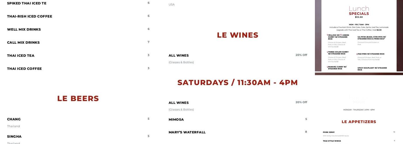Le Thai Menu