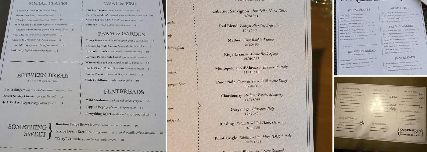 Carson Kitchen Menu
