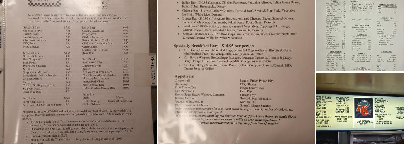 Yesterdays Drive-In Menu