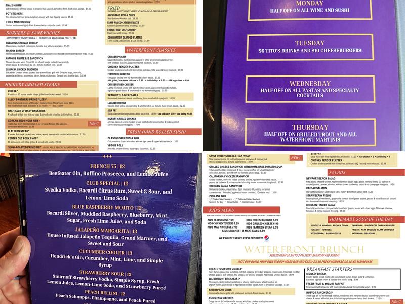 Waterfront Grill Tulsa Menu