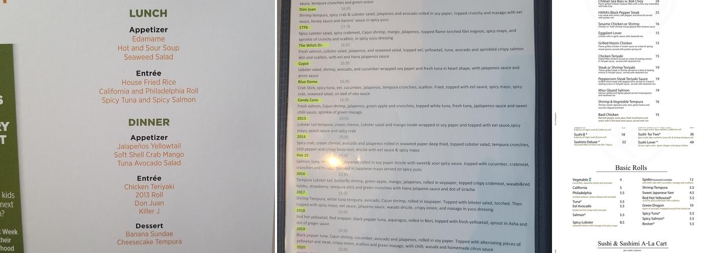 Riverside Restaurant Menu