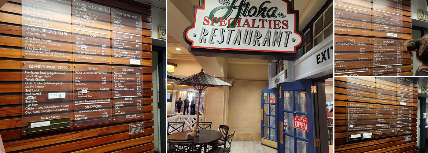Aloha Specialties Menu