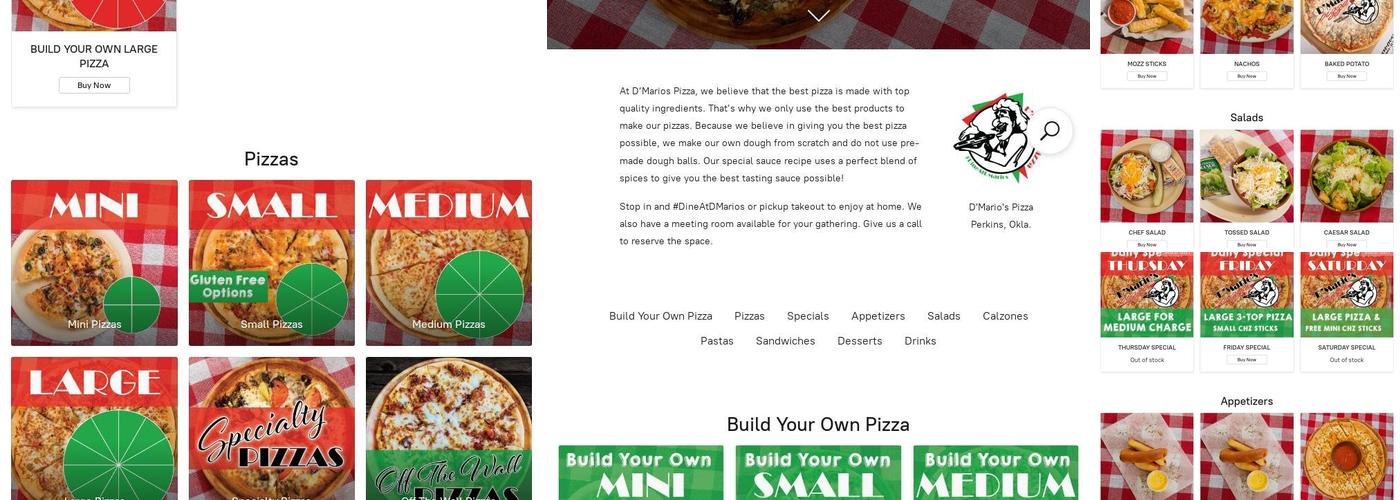 D'Mario's Pizza Menu