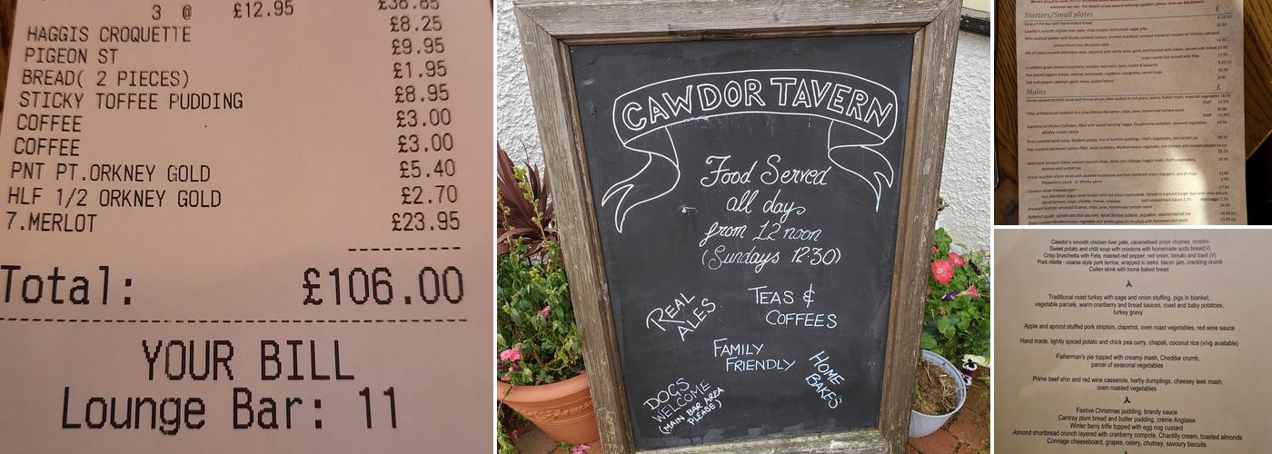 Cawdor Tavern Menu