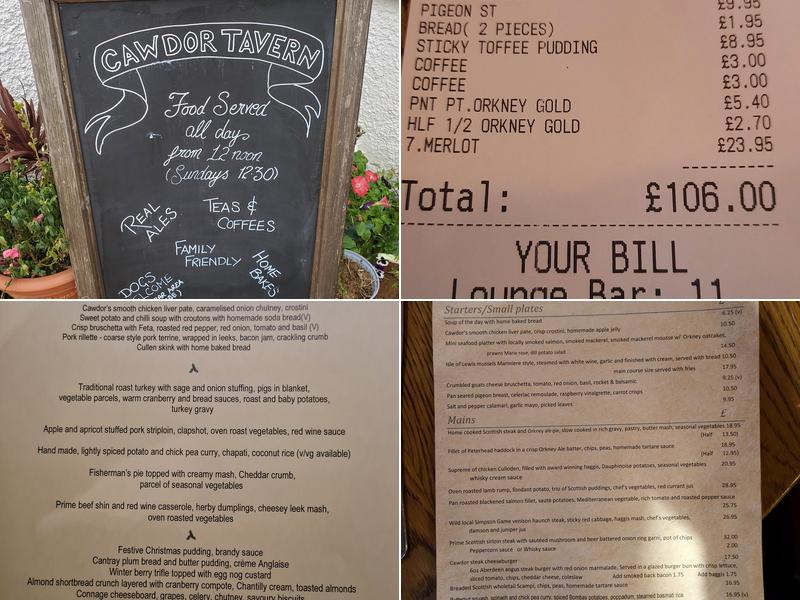 Cawdor Tavern Menu