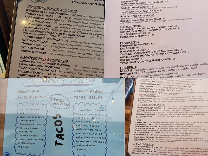 Lucas Wharf Restaurant & Bar Menu