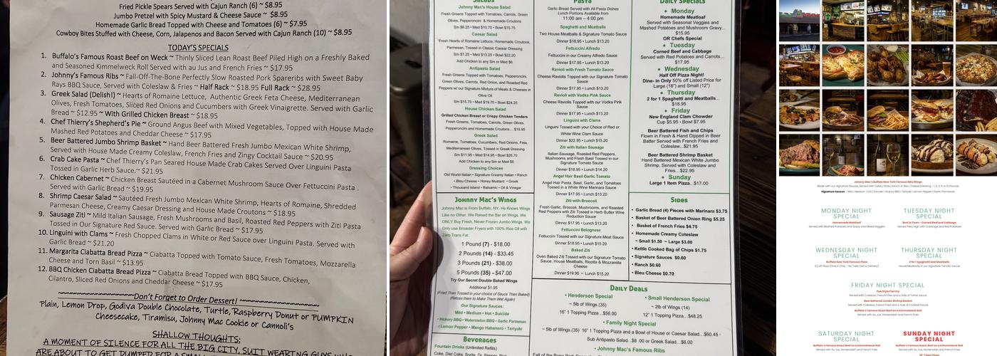 Johnny Mac's Menu