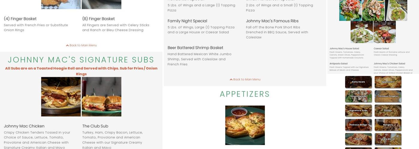 Johnny Mac's Menu