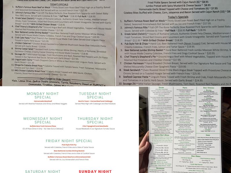 Johnny Mac's Menu
