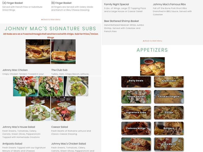 Johnny Mac's Menu