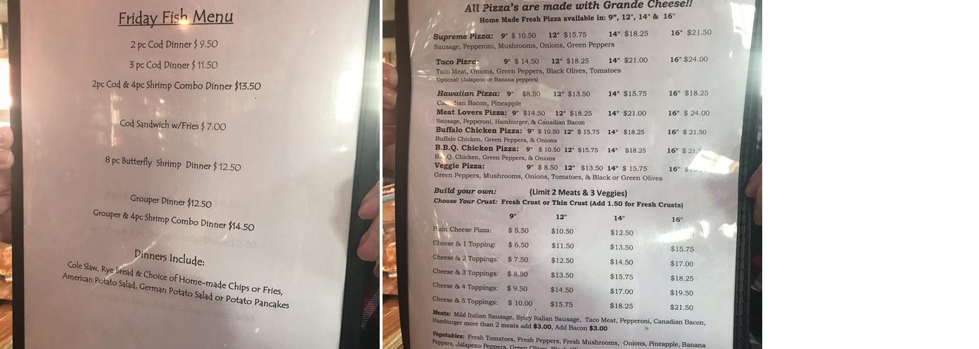 Quitting Time Pub and Grill Menu