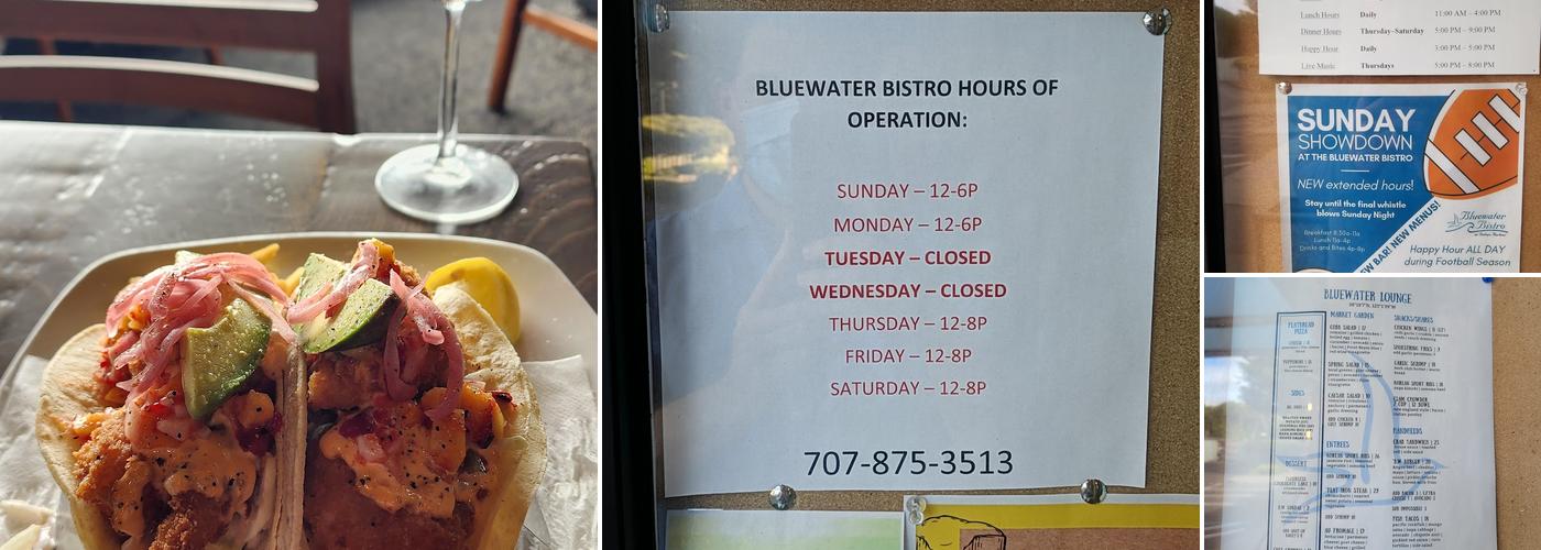 Bluewater Lounge at Bodega Harbour Menu