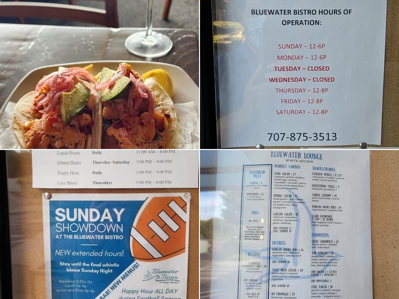 Bluewater Lounge at Bodega Harbour Menu