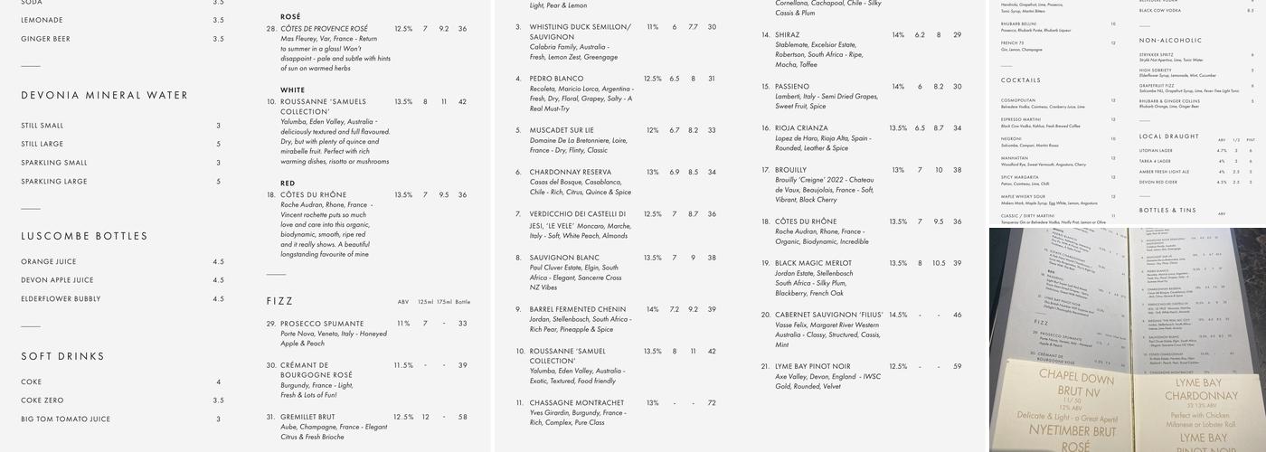 Harry's Restaurant Menu