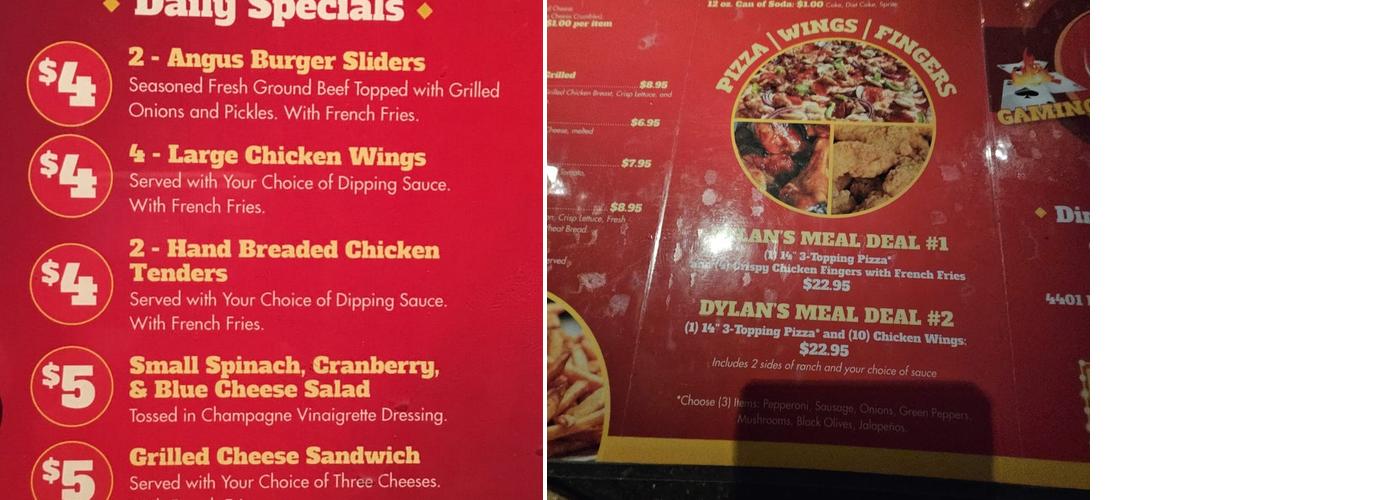Dylan's Grill and Pub Menu