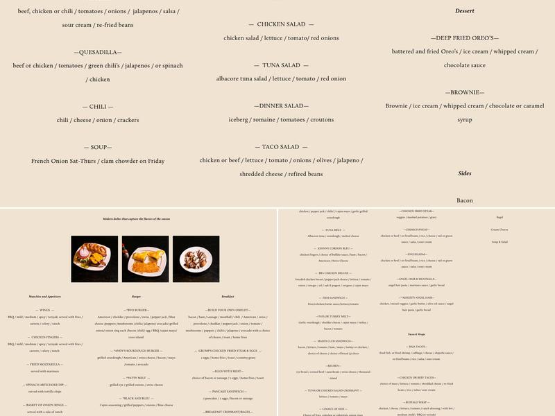 Goldfinger's Bar & Grill Menu