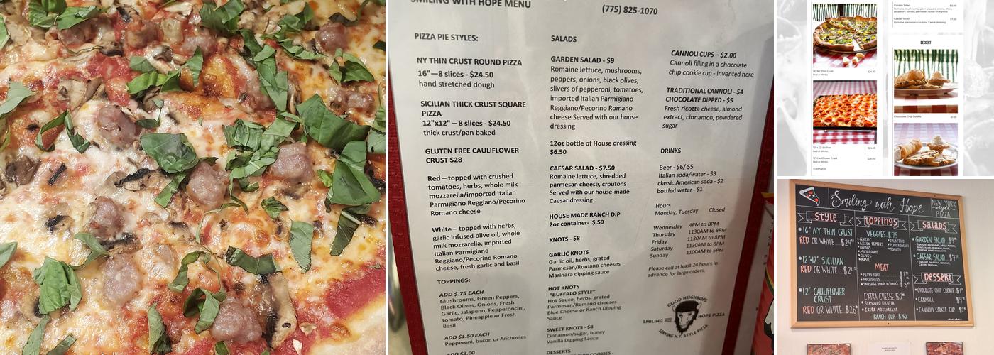 Smiling with Hope Pizza Menu