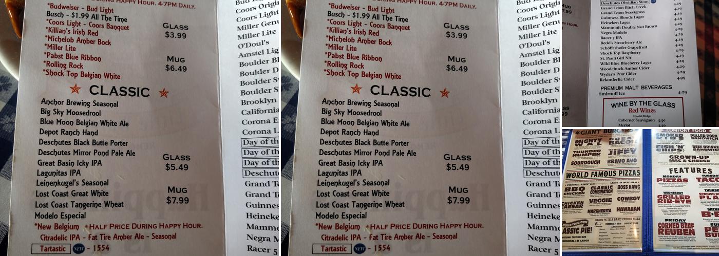 Little Waldorf Saloon Menu