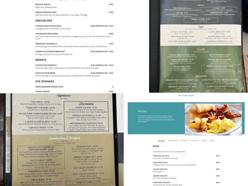 Cafe Central Menu