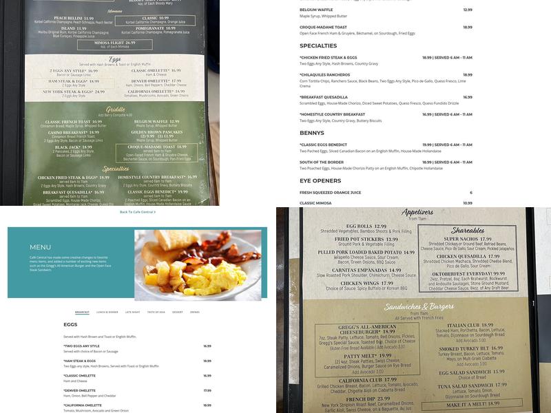 Cafe Central Menu