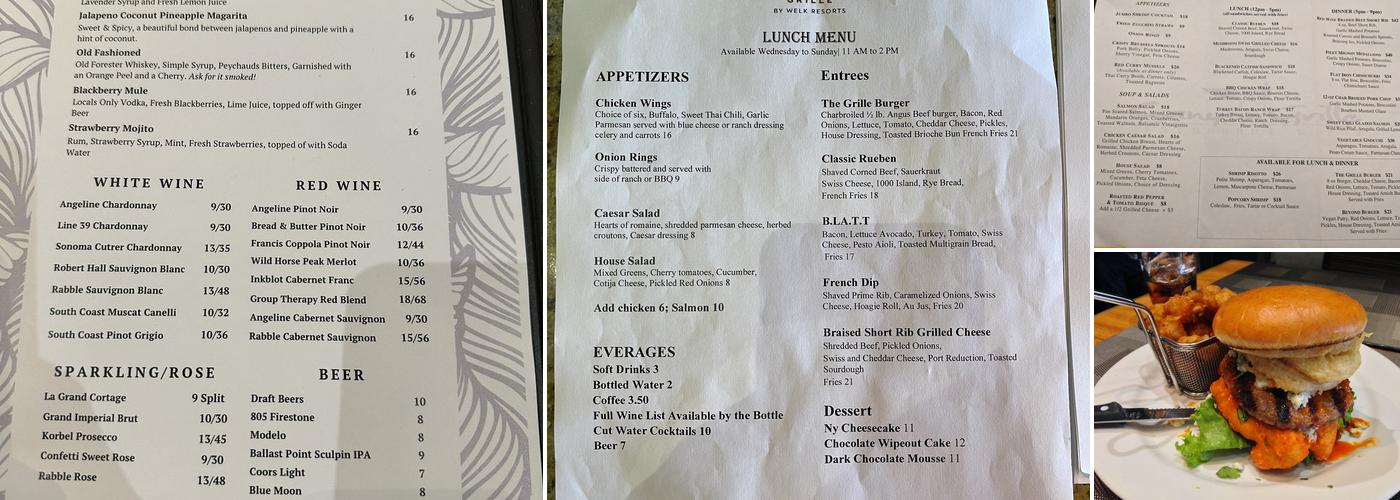 Canyon Grille Menu