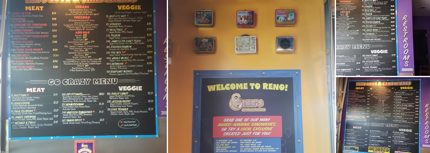 Ike's Love & Sandwiches Menu