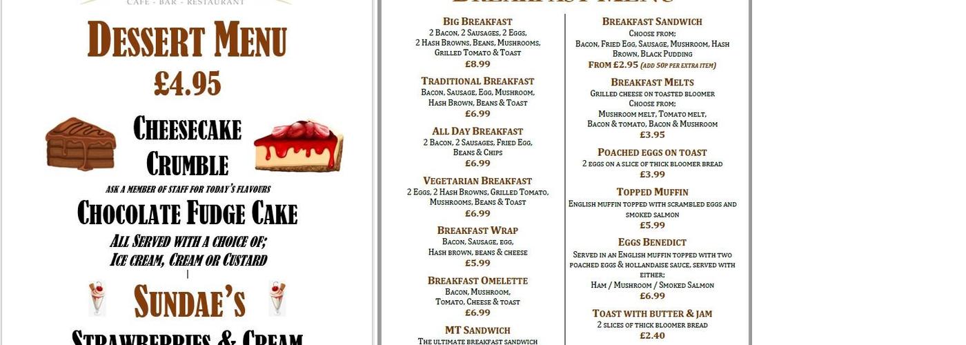 The Old Market Tavern Menu