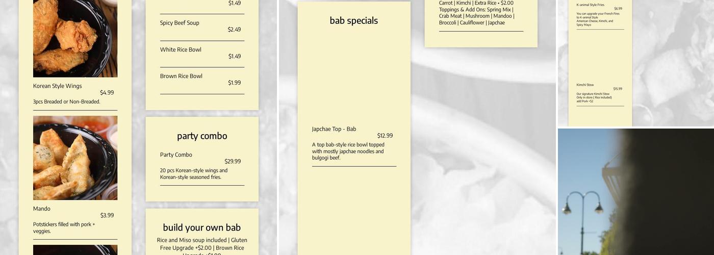 Bab Café Menu