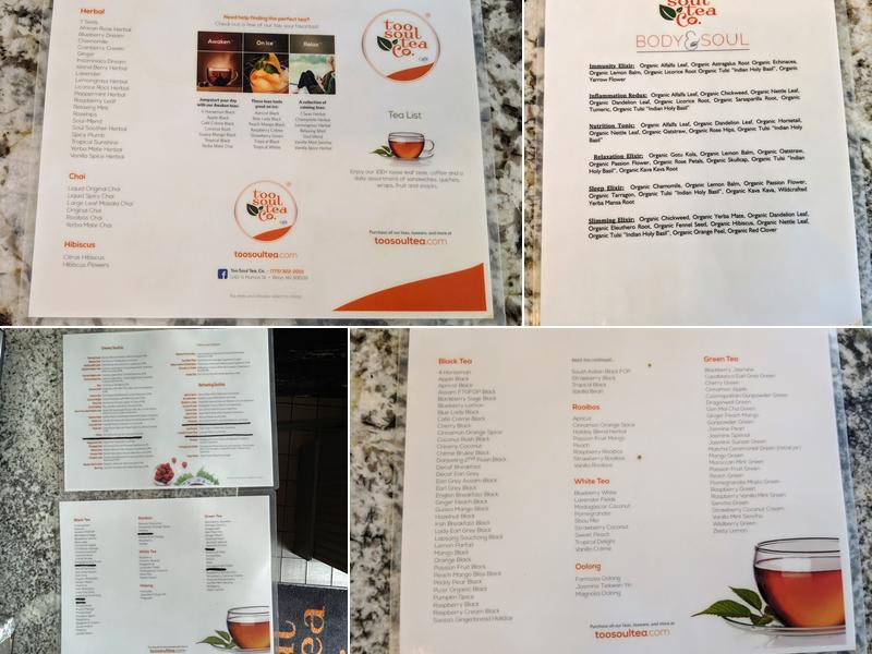 Too Soul Tea Co. Menu