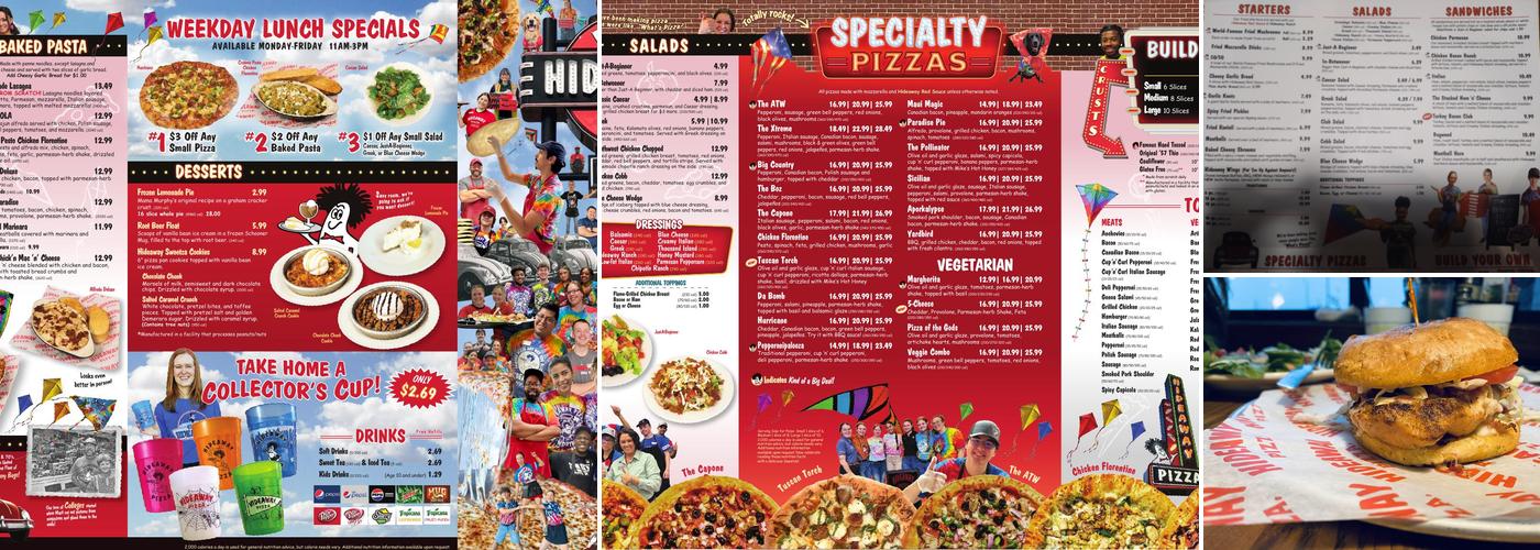 Hideaway Pizza Menu