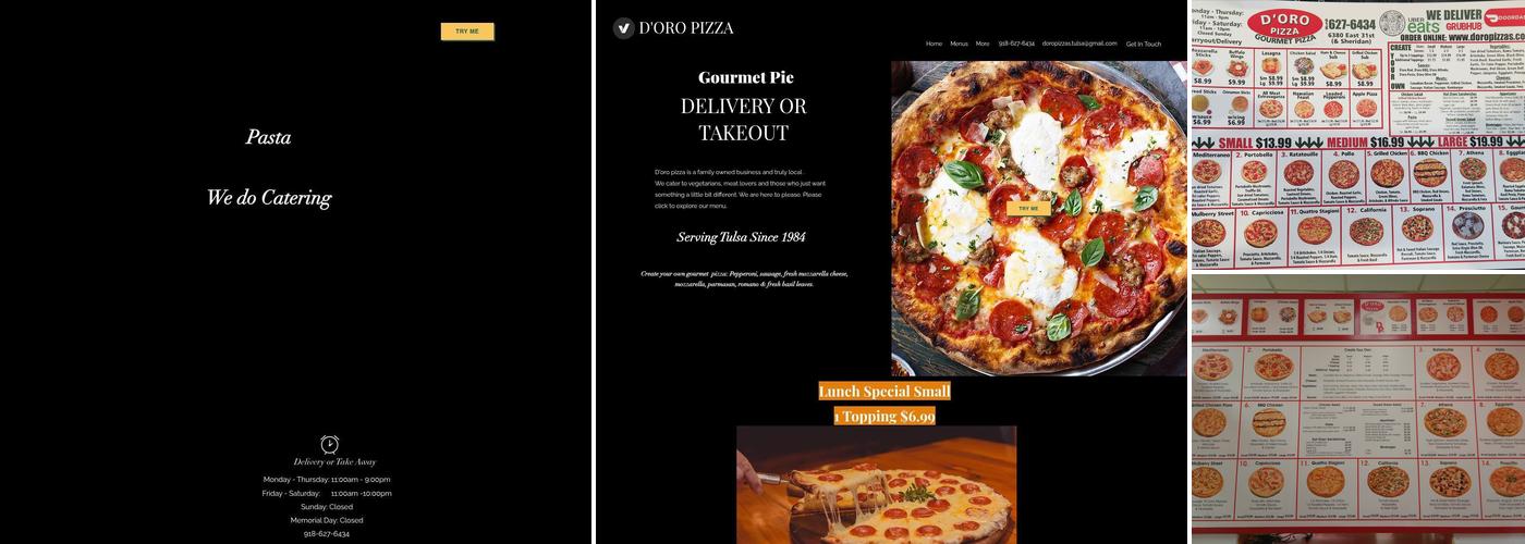 D'oro Pizza Menu