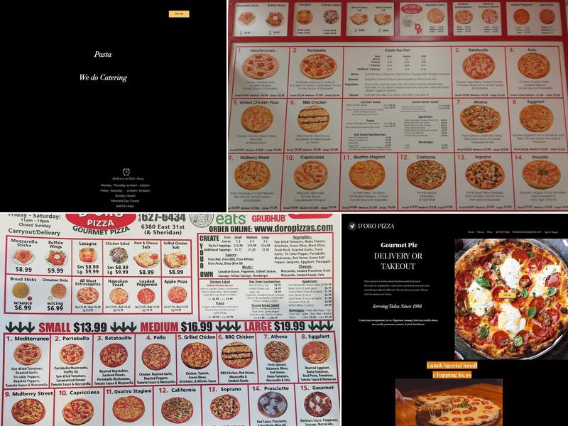 D'oro Pizza Menu