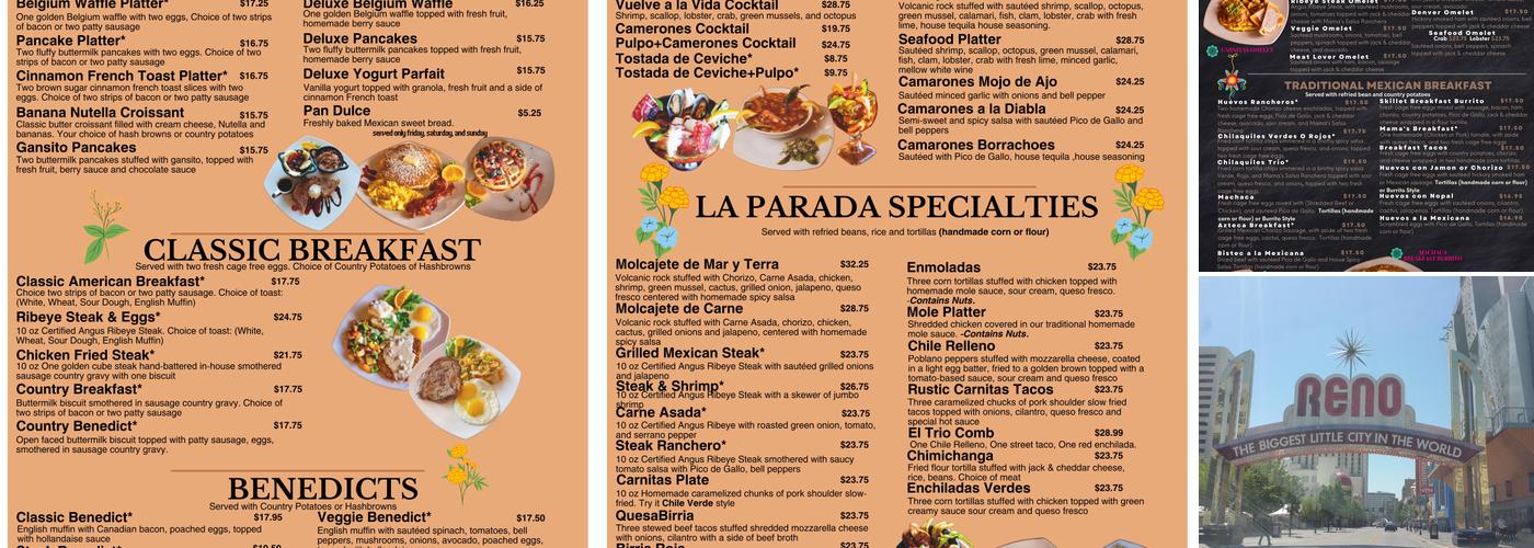 La Parada Cafe Menu