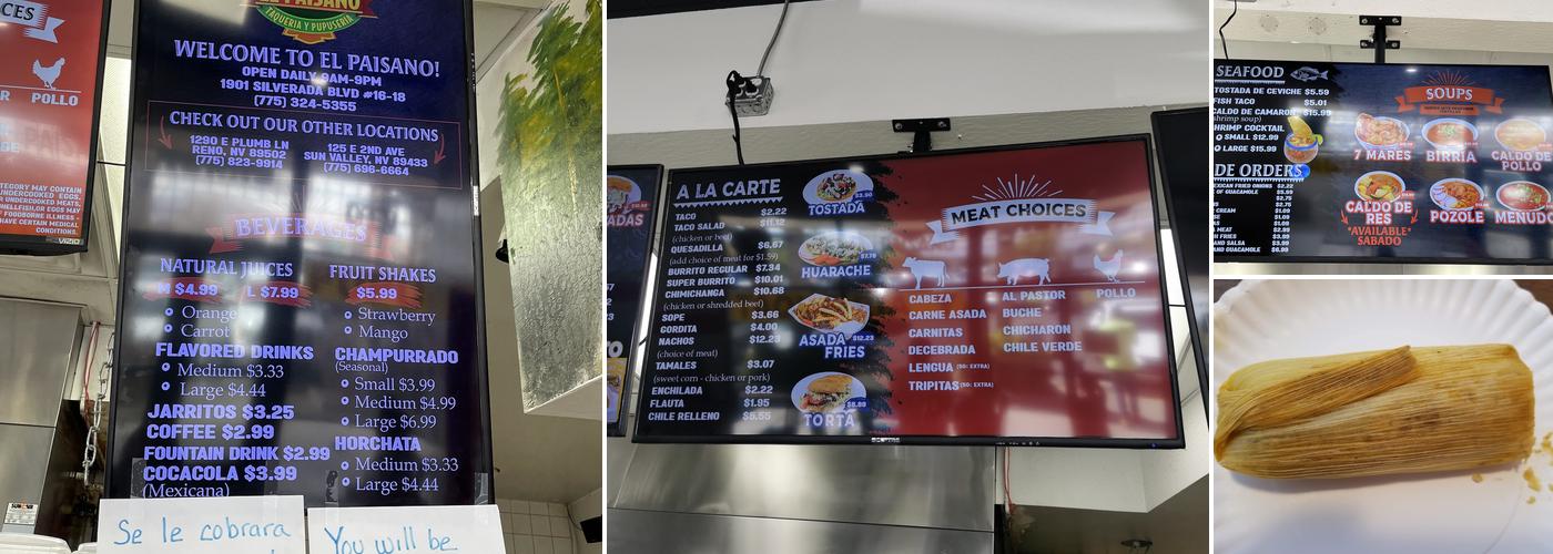 El Paisano Menu