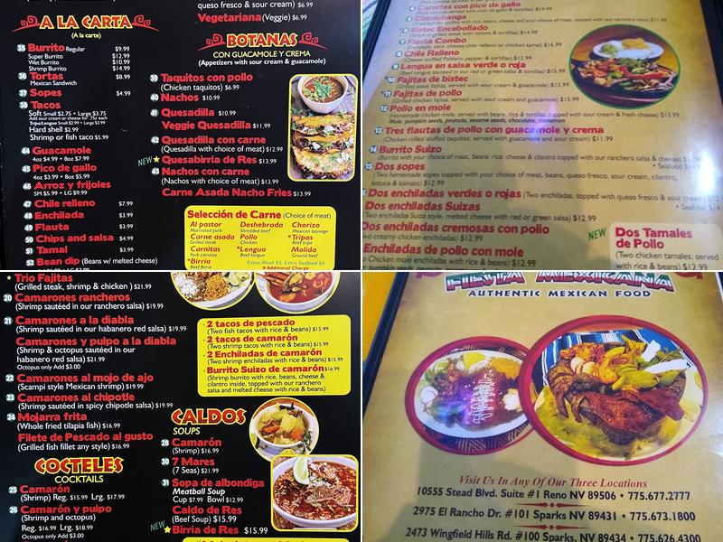 Fiesta Méxicana Menu