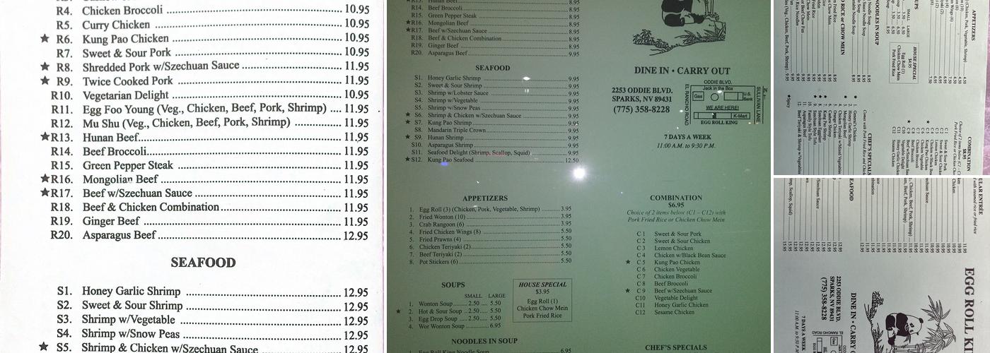 Egg Roll King Menu