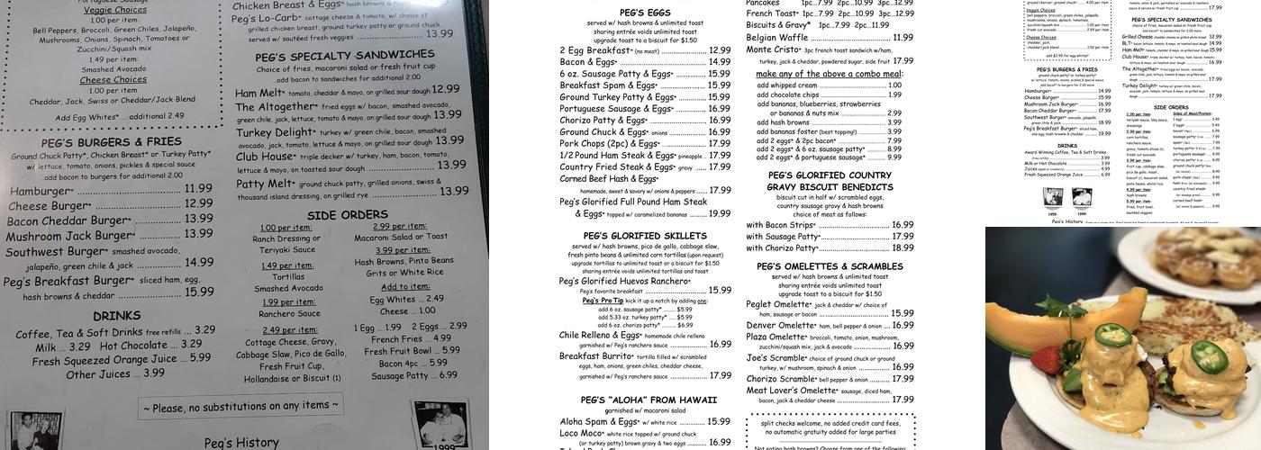 Peg's Glorified Ham N Eggs - Mae Anne Ave Menu