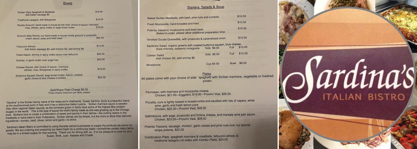 Sardina's Italian Catering Menu