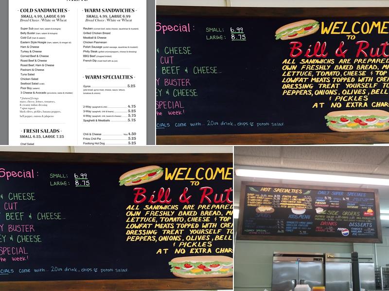 Bill & Ruth's Menu