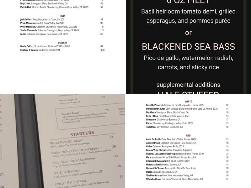 Charlie Palmer Steak Reno Menu