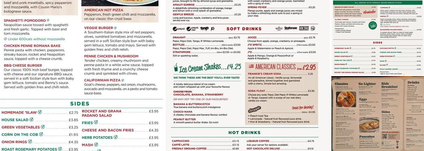 Frankie & Benny's Menu